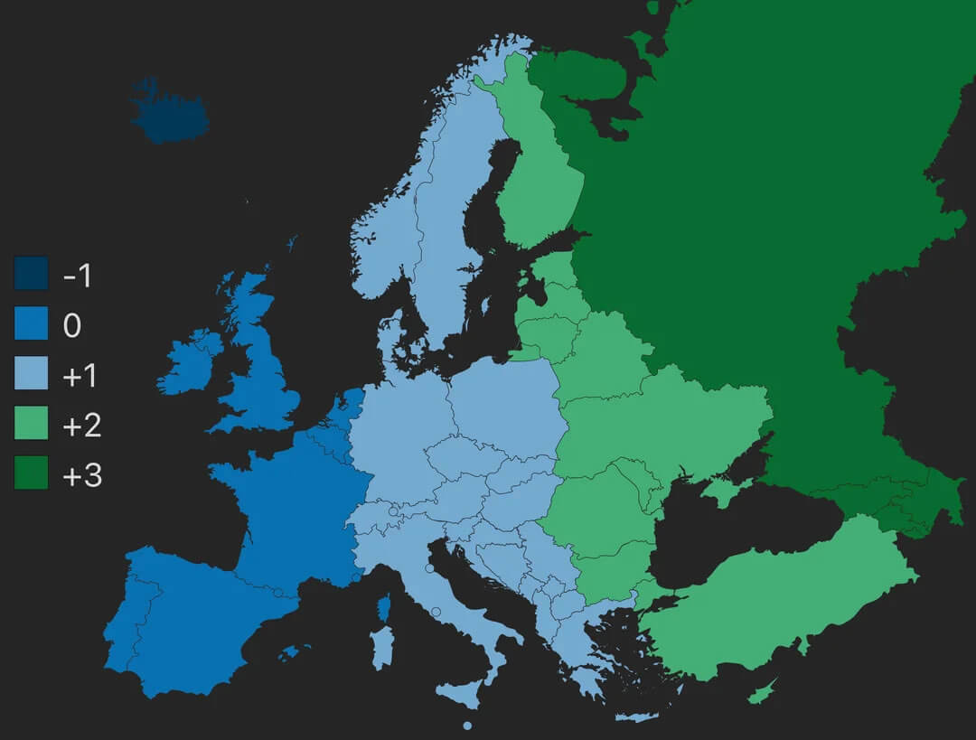 European timezone map