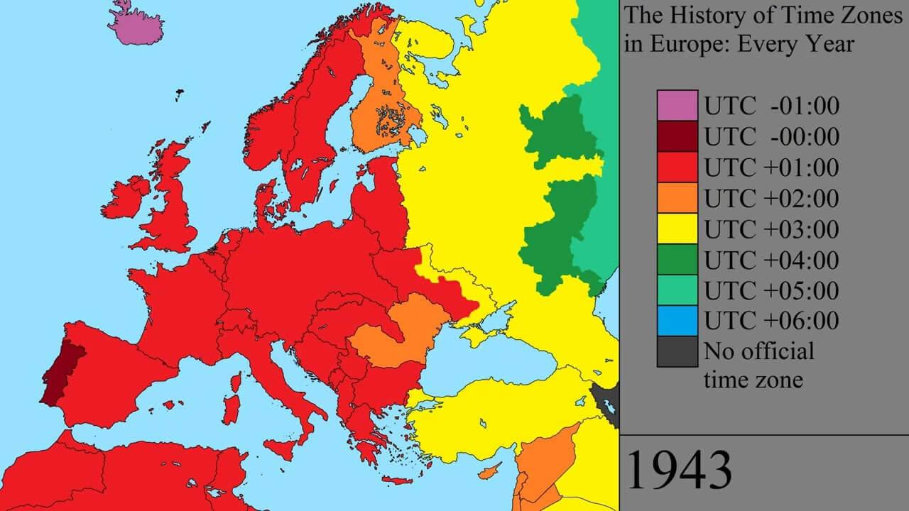 History of time zones map in Europe