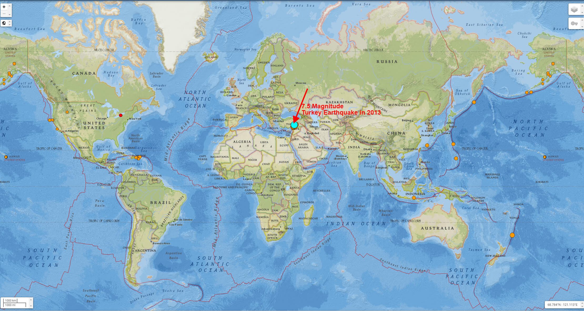 2023 ekinozu turkey 7.5 earthquake map