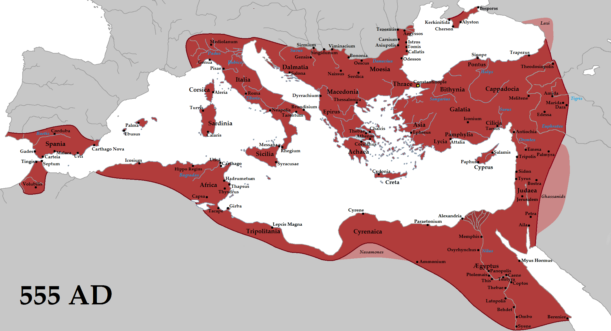 Eastern roman byzantine empire and Turkey in 555 AD
