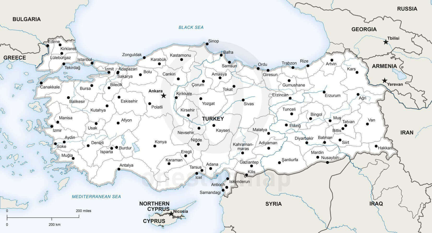 Turkey outline map
