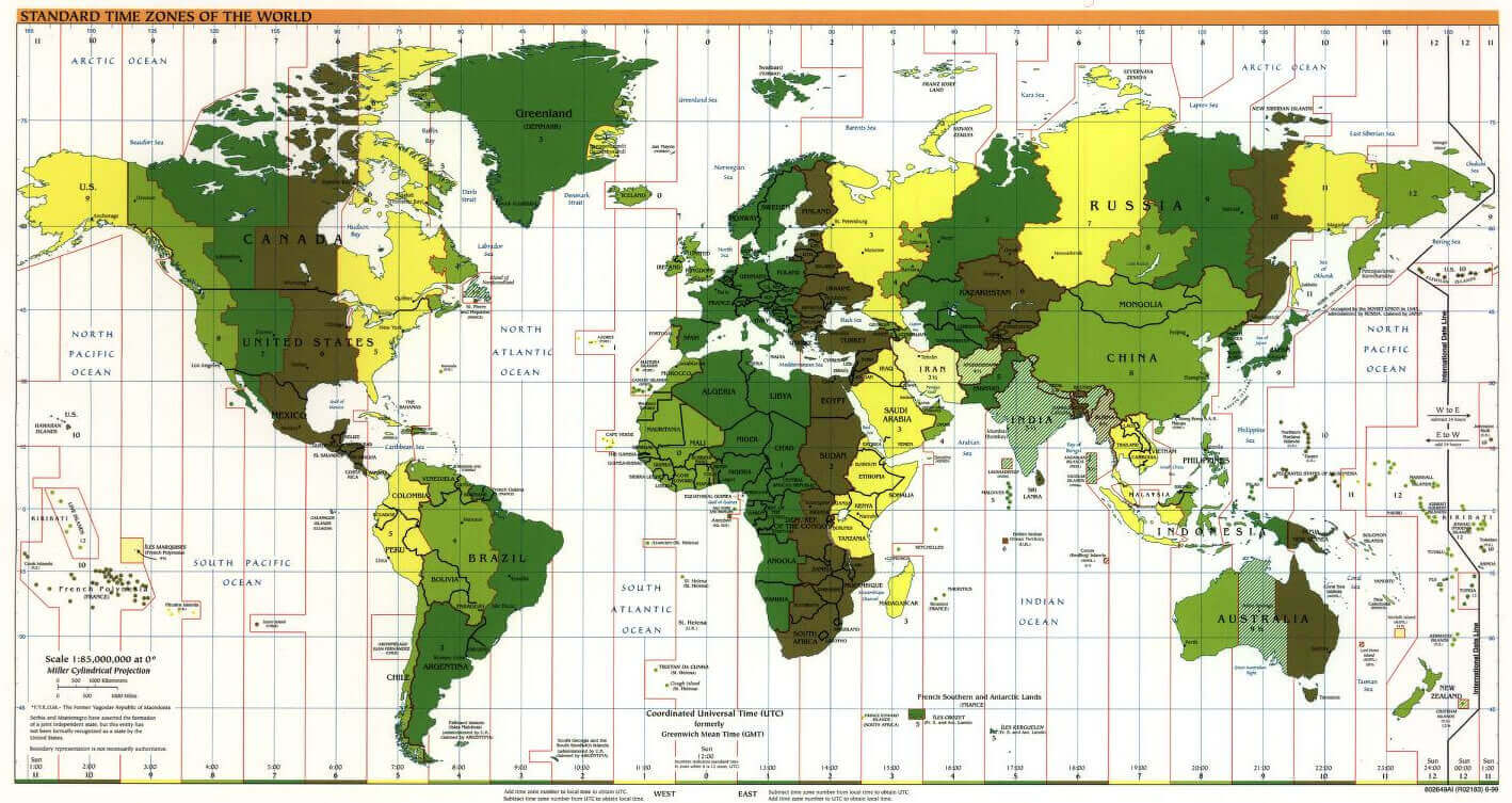 Standard time zones of the World and Turkey