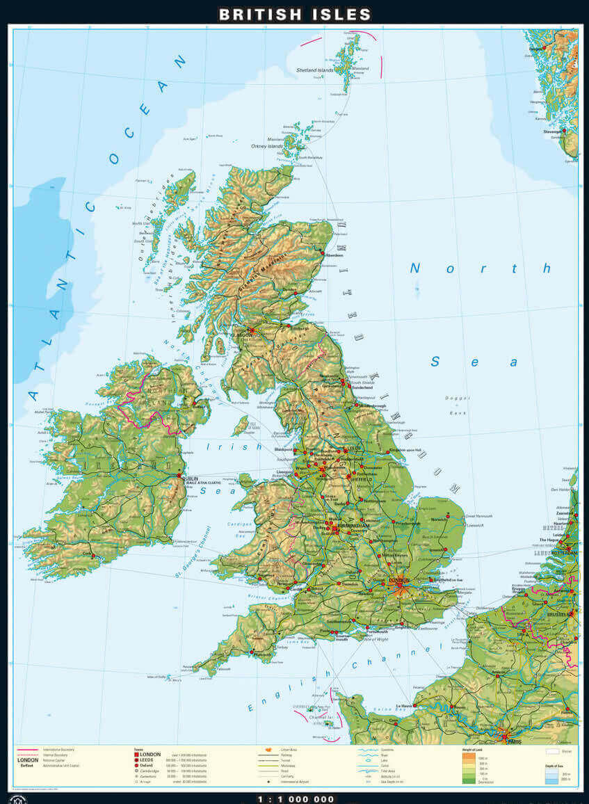 Physical map of UK metro cities
