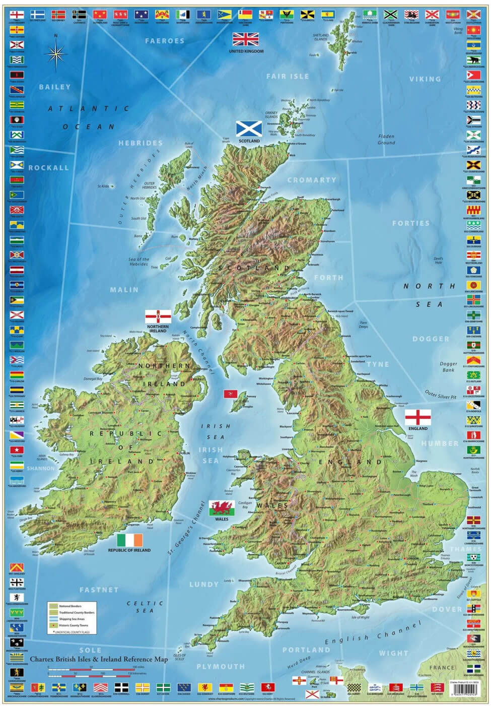 UK british isles and Ireland detailed map