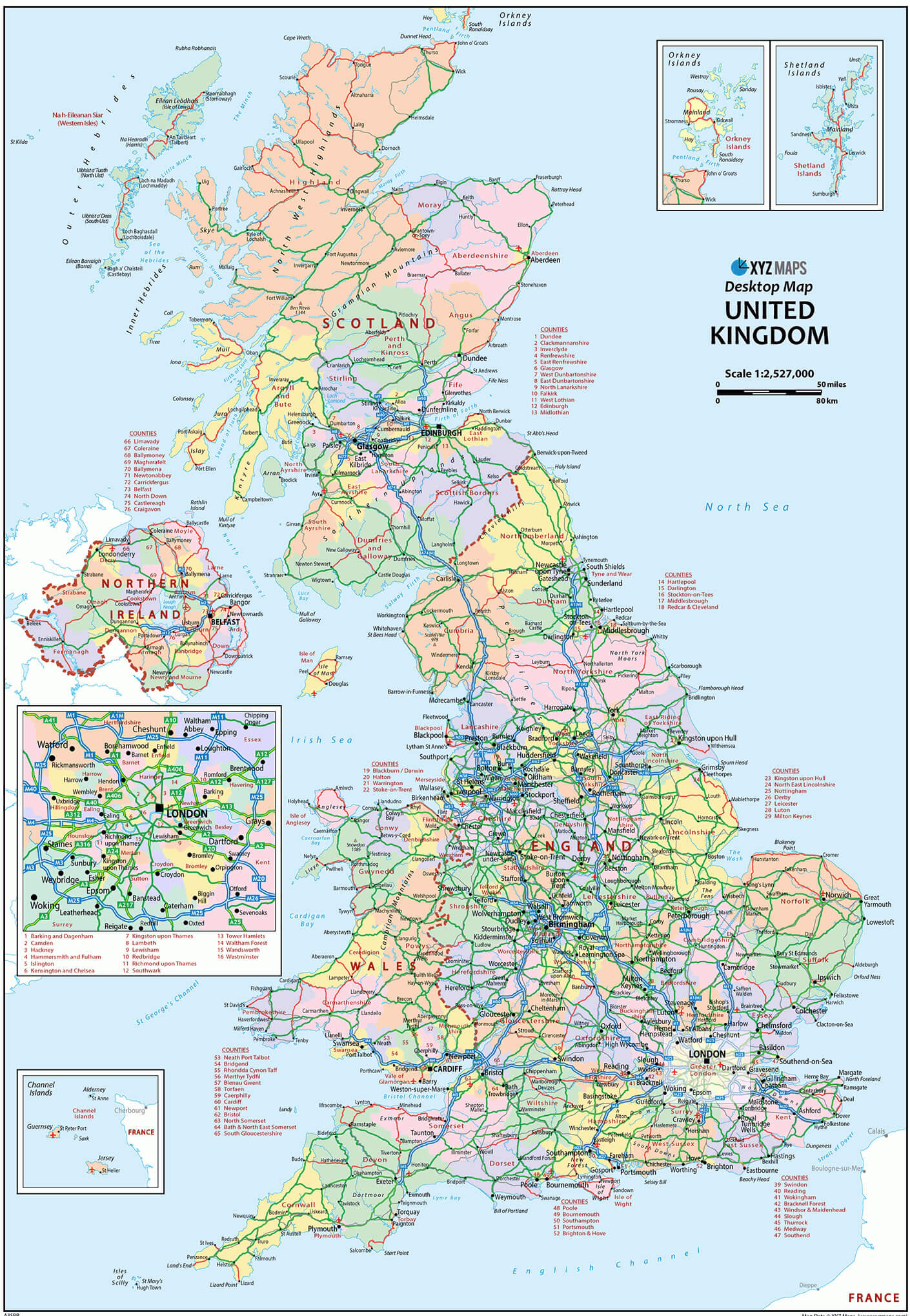 UK high resolution main road map