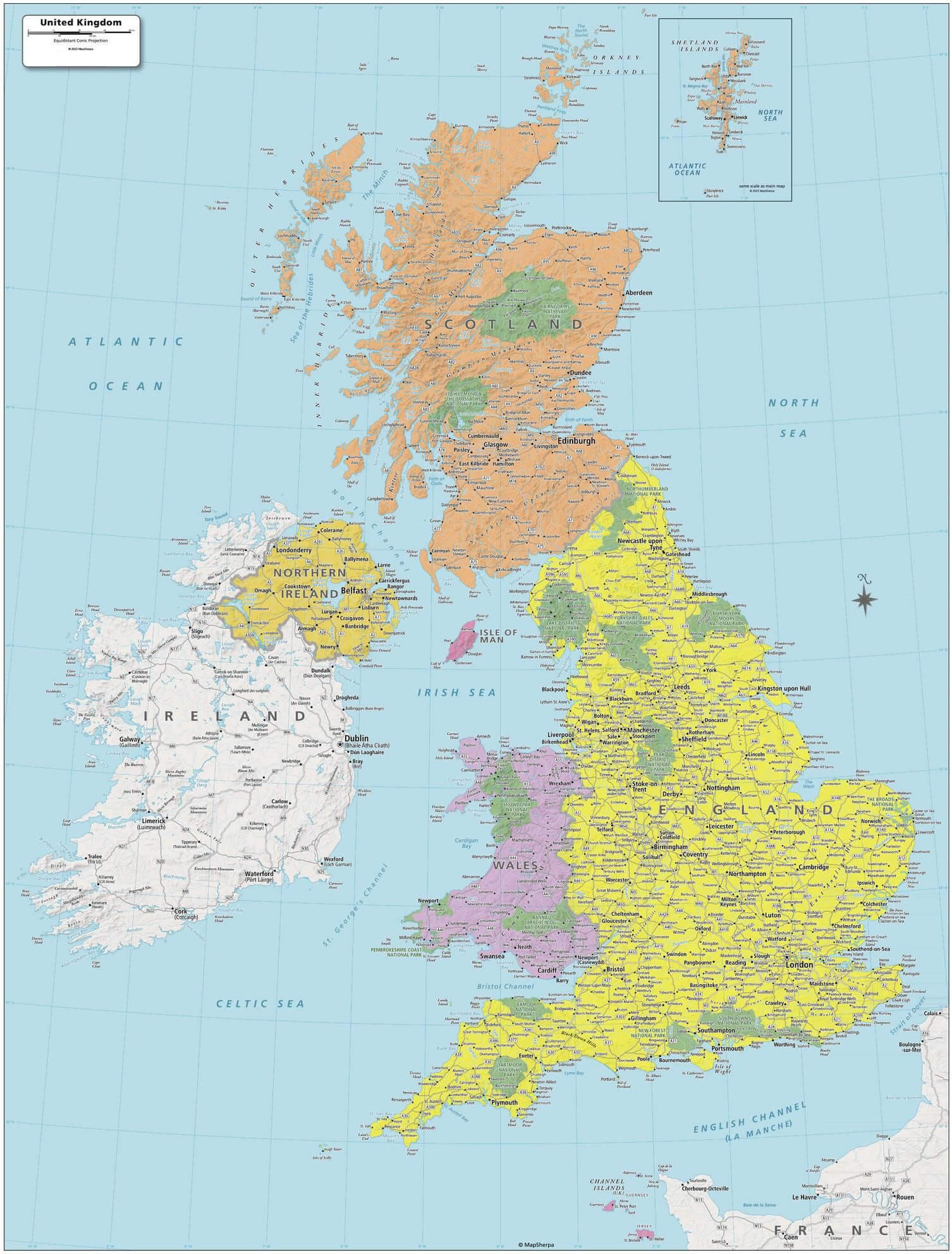 UK high-resolution political map