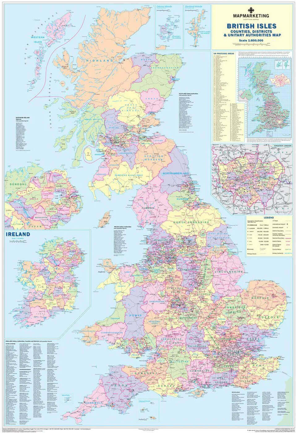 United Kingdom cities map with British isles