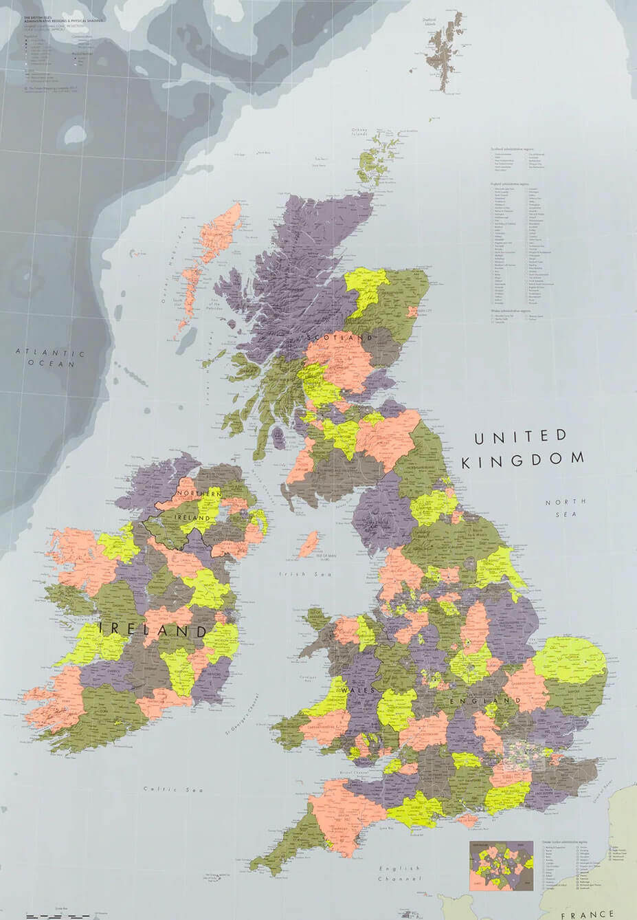 United Kingdom cities regions map with Ireland
