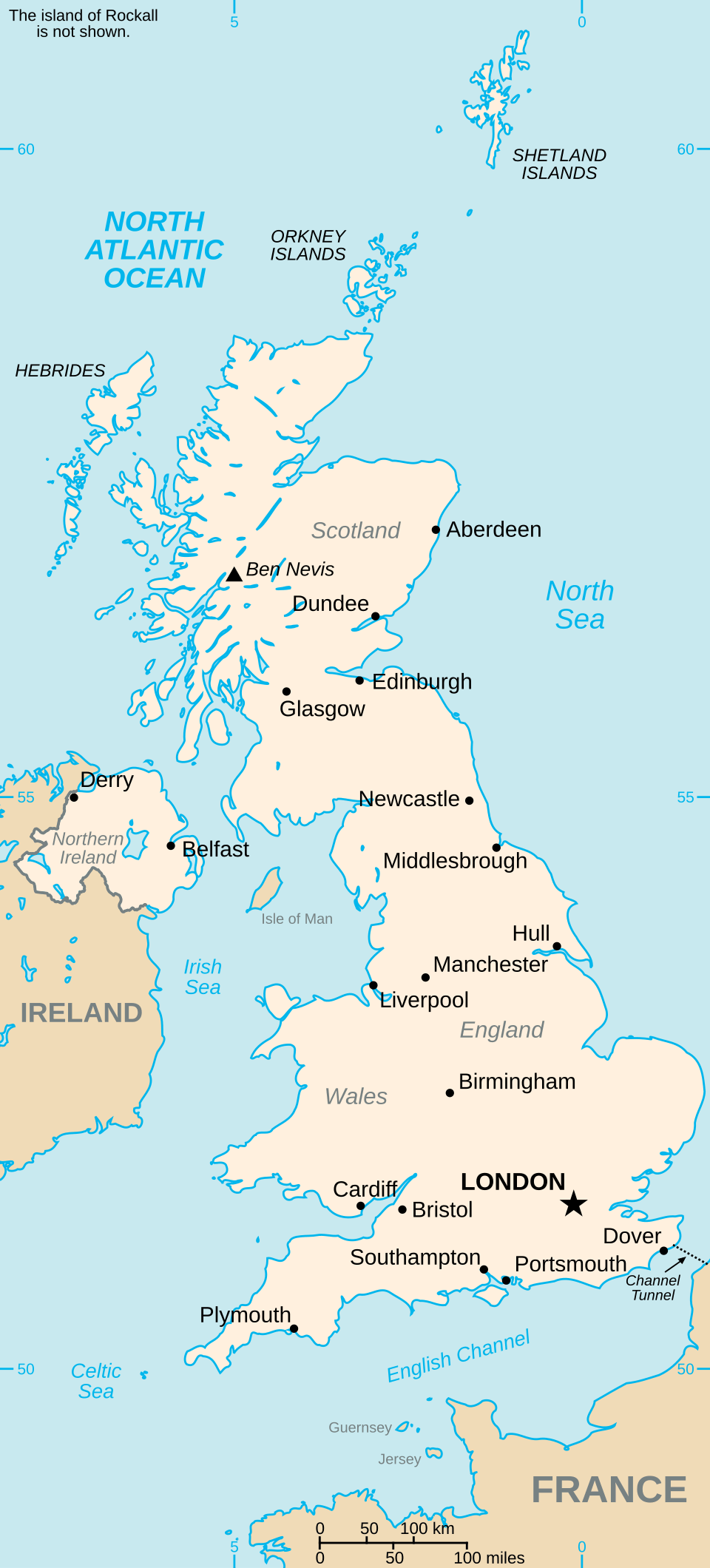 United Kingdom major cities map