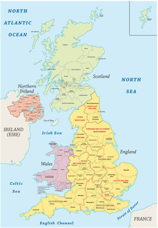 United Kingdom reginal major cities map	