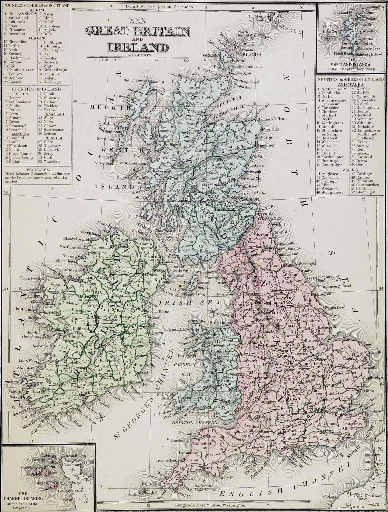 Large United Kingdom historical map in 1865