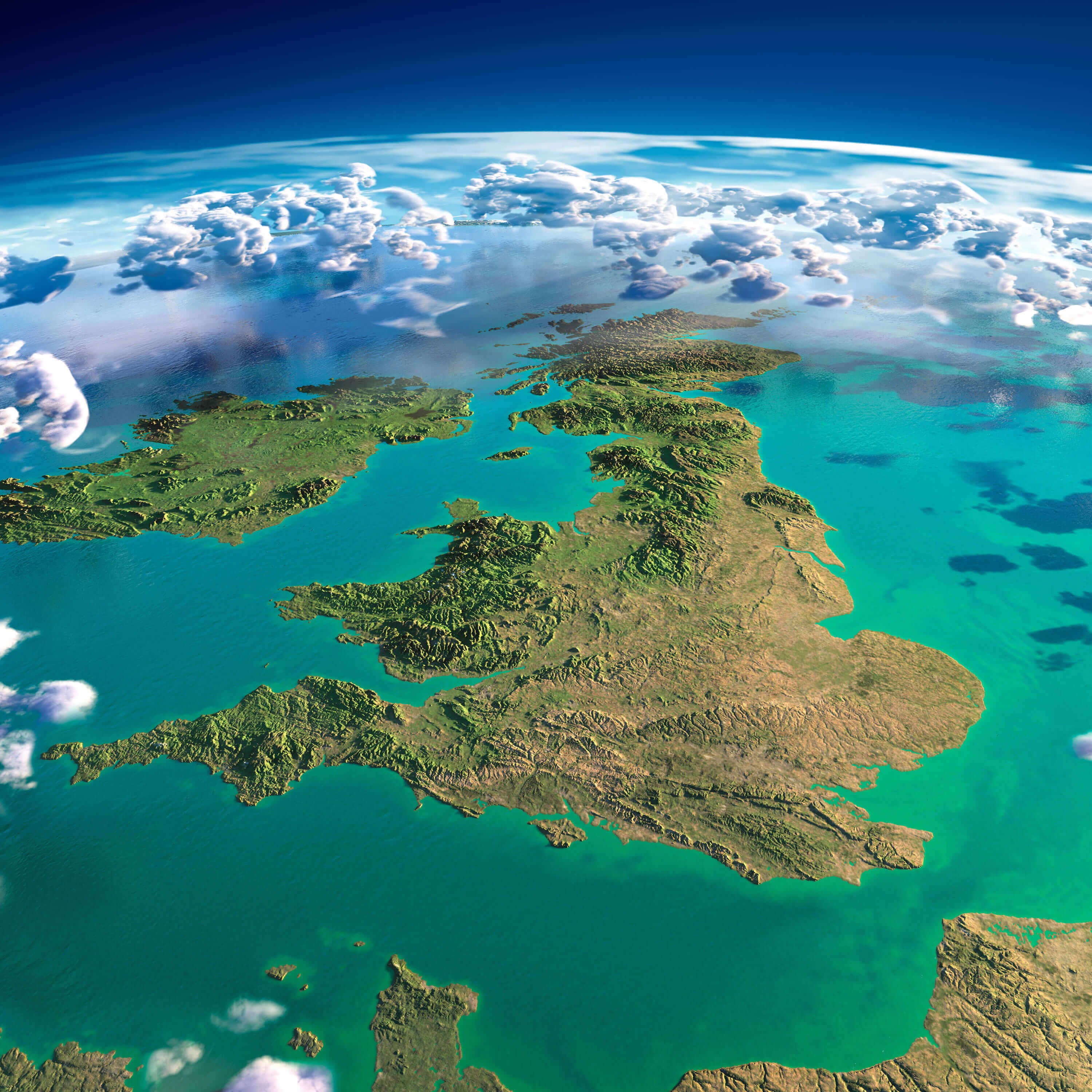 United Kingdom high-resolution satellite map