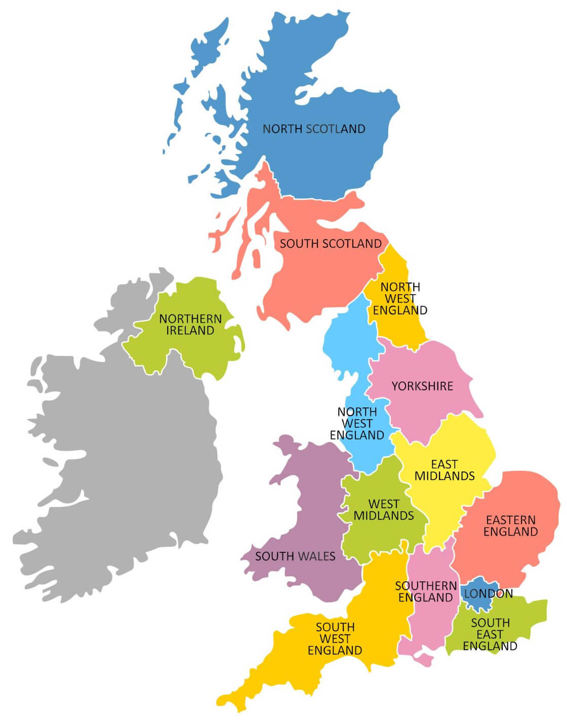 United Kingdom regions map