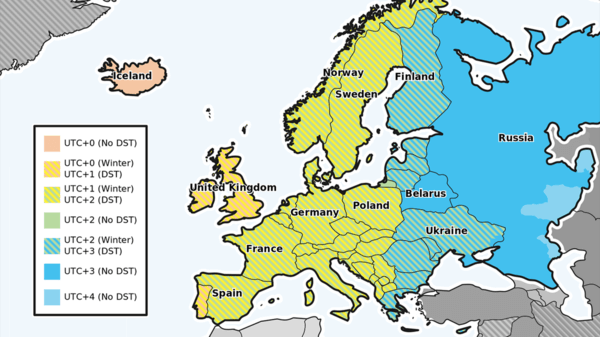 United Kingdom and Europe time zones