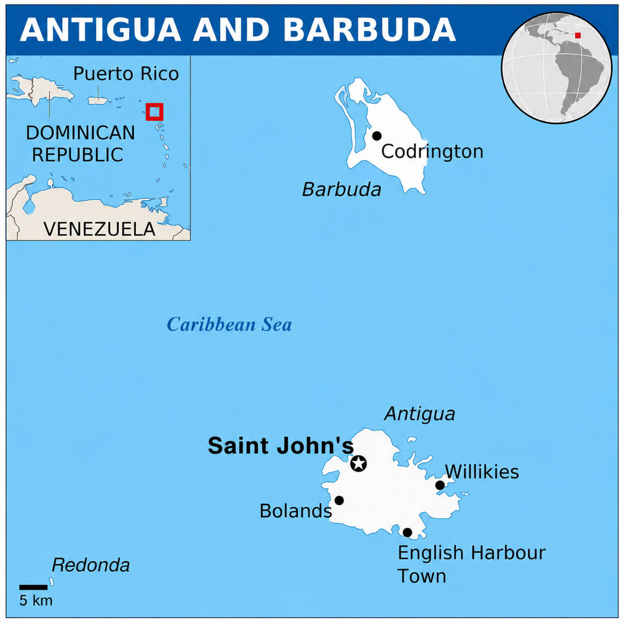 Antigua and Barbuda Caribbean map