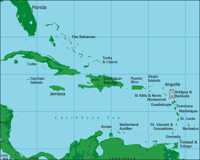 Antigua Barbuda Caribbean sea map