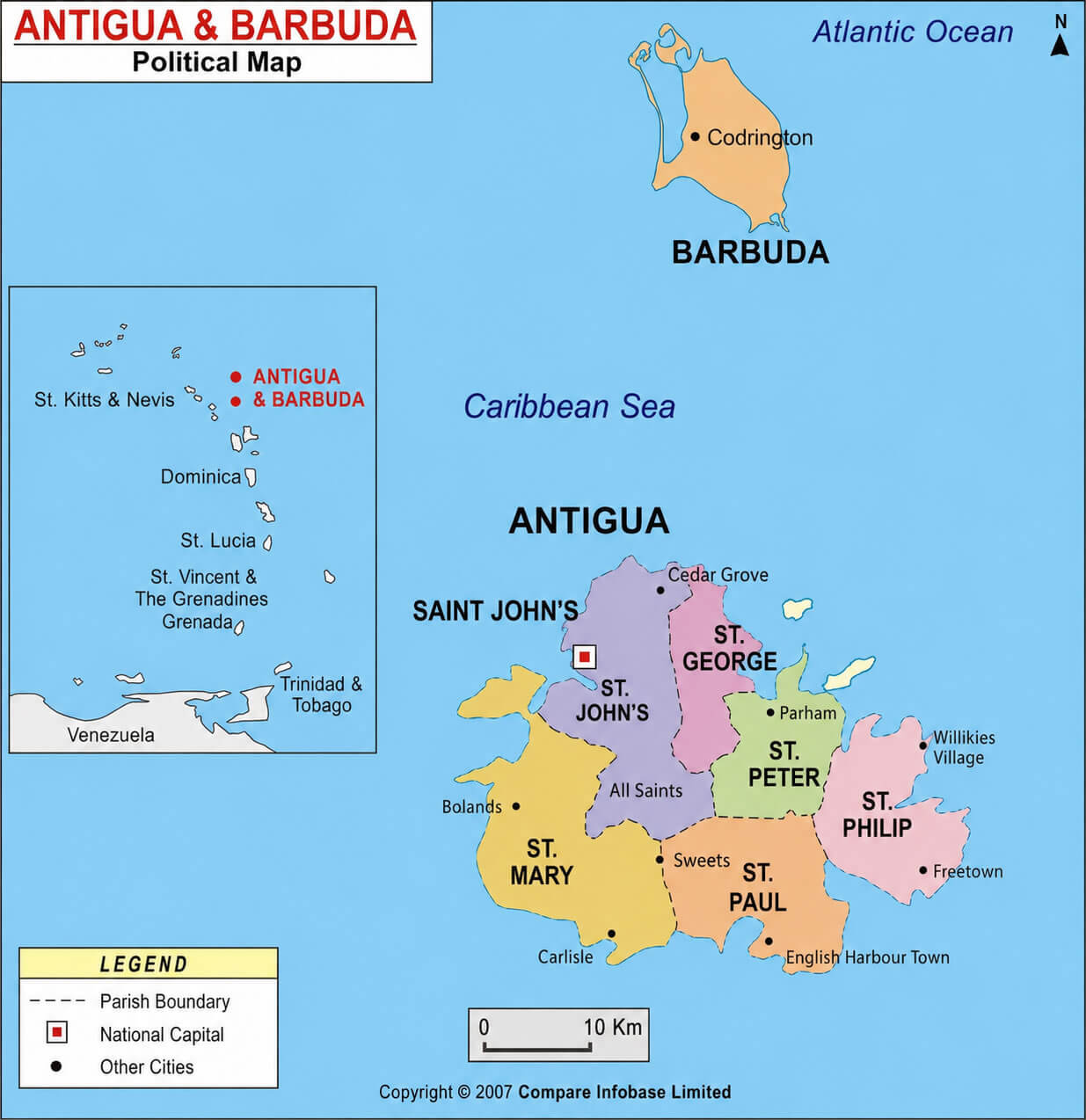 Antigua Barbuda political map