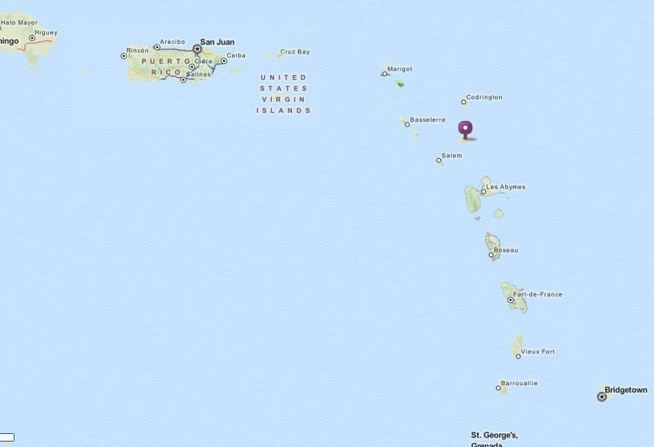 Map of Antigua and Barbuda with Puerto Rico