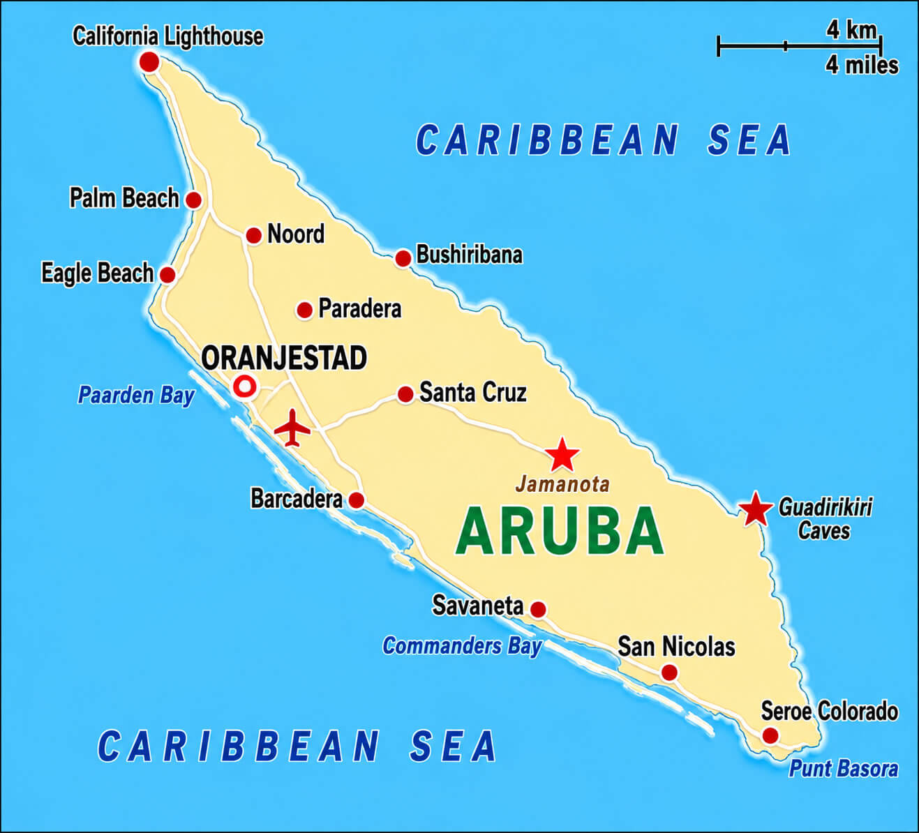 Aruba cities map