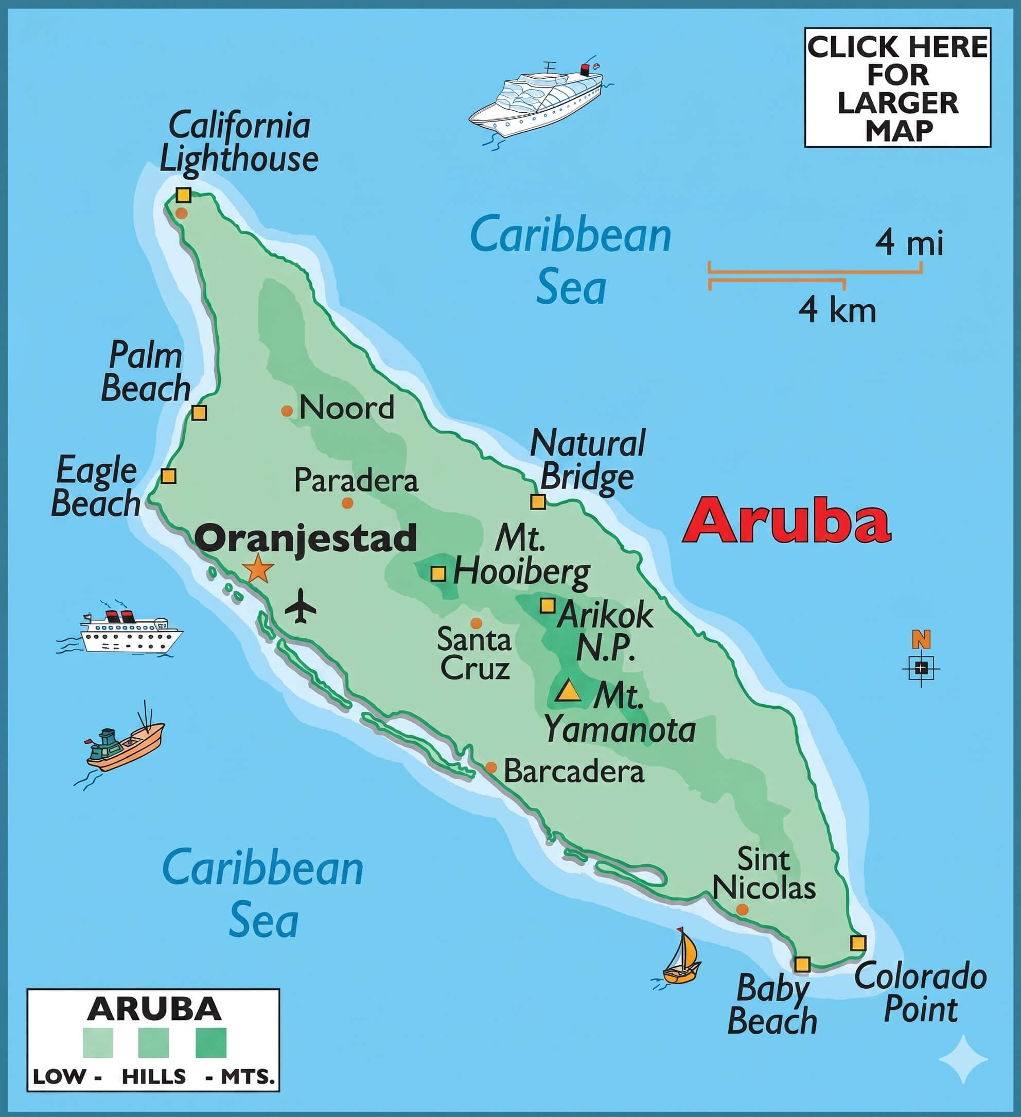 Aruba detailed map
