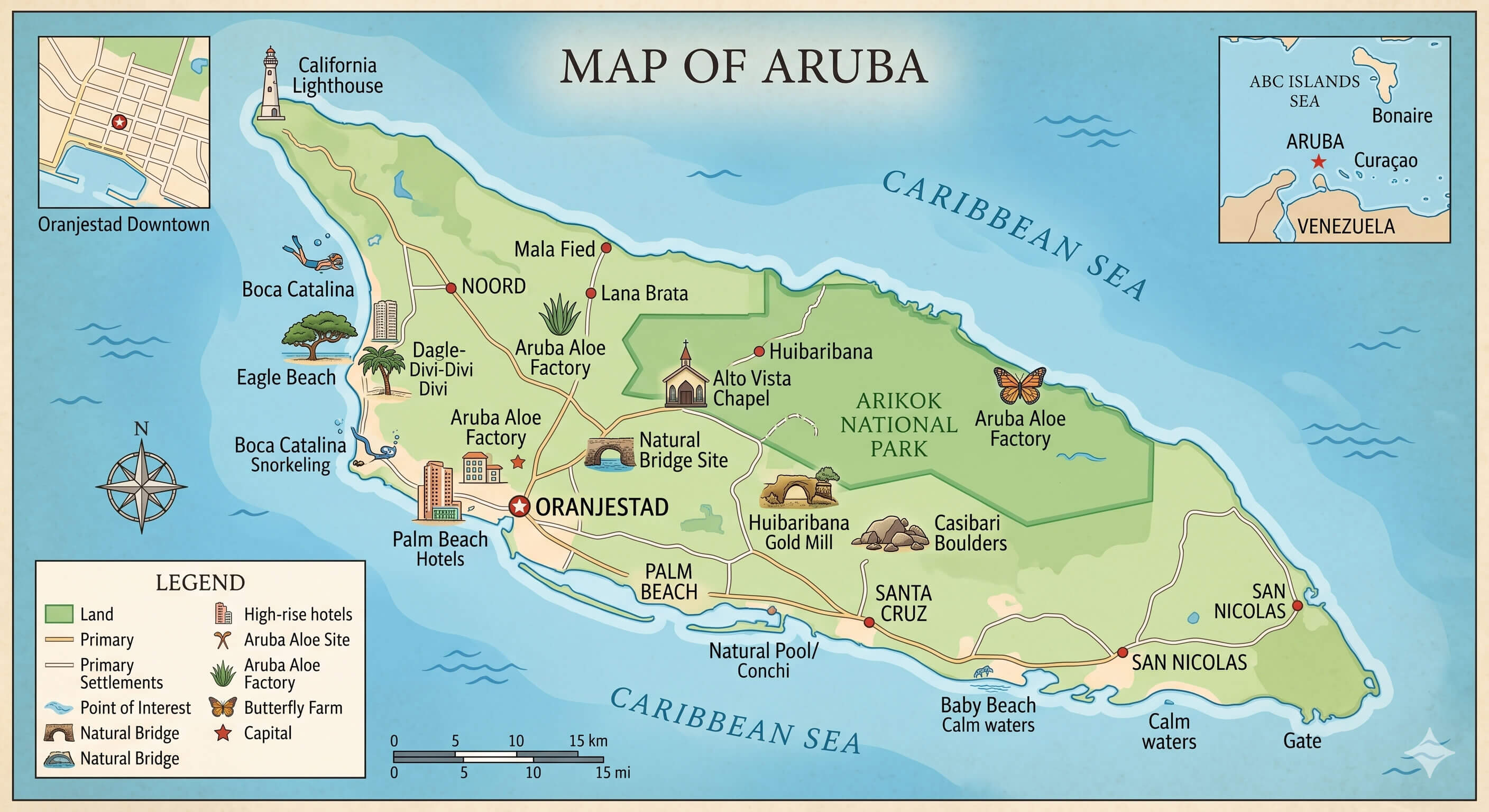 Aruba Island map