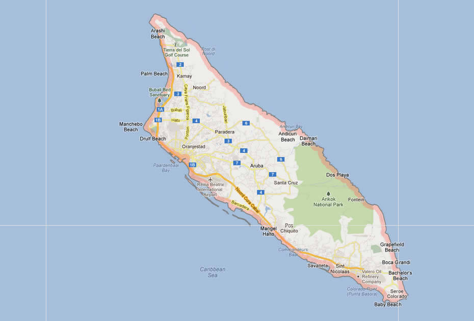 Aruba Island road map