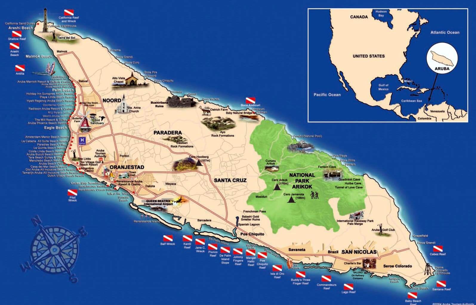 Aruba tourism map
