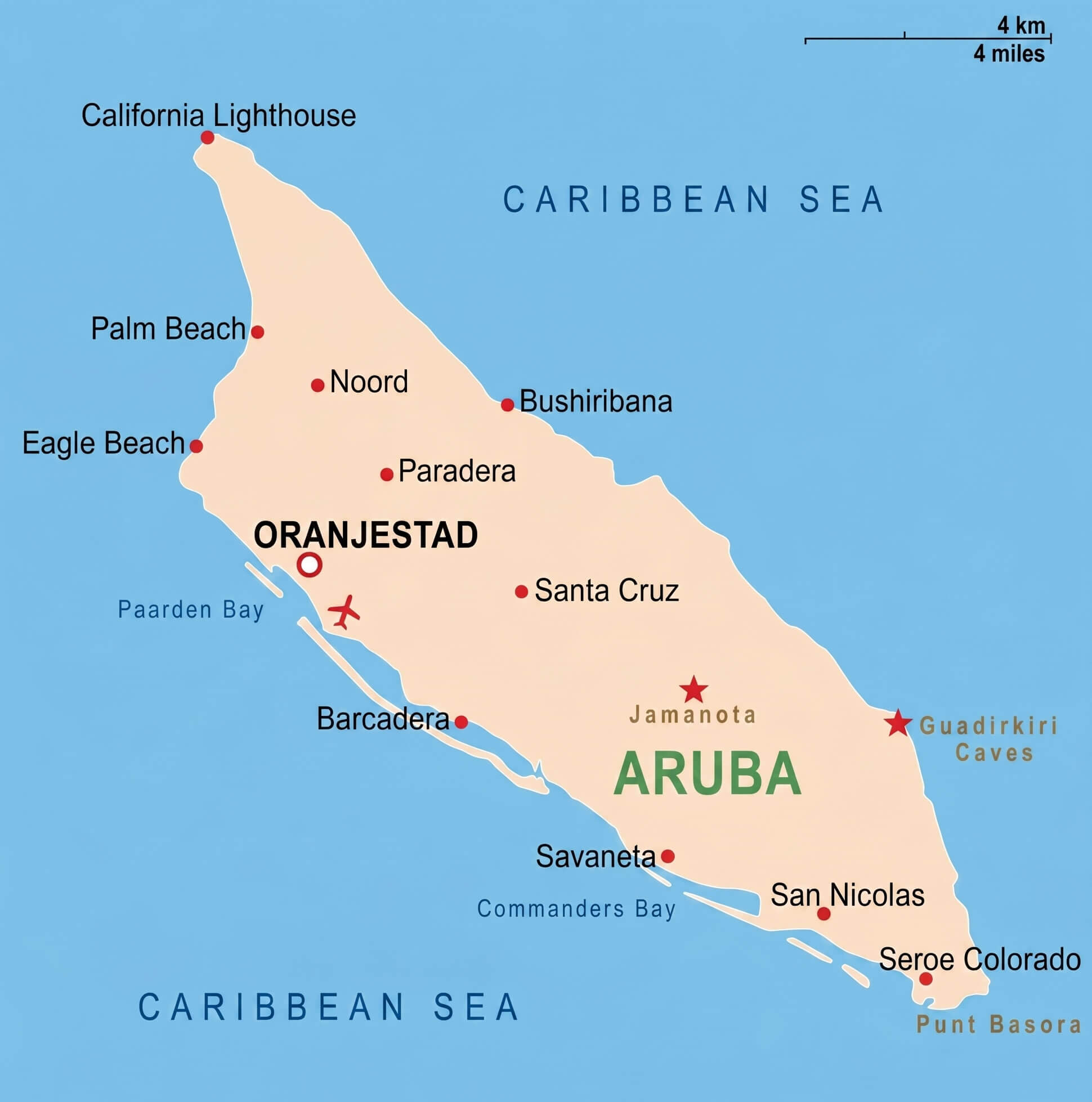 Aruba tourist map