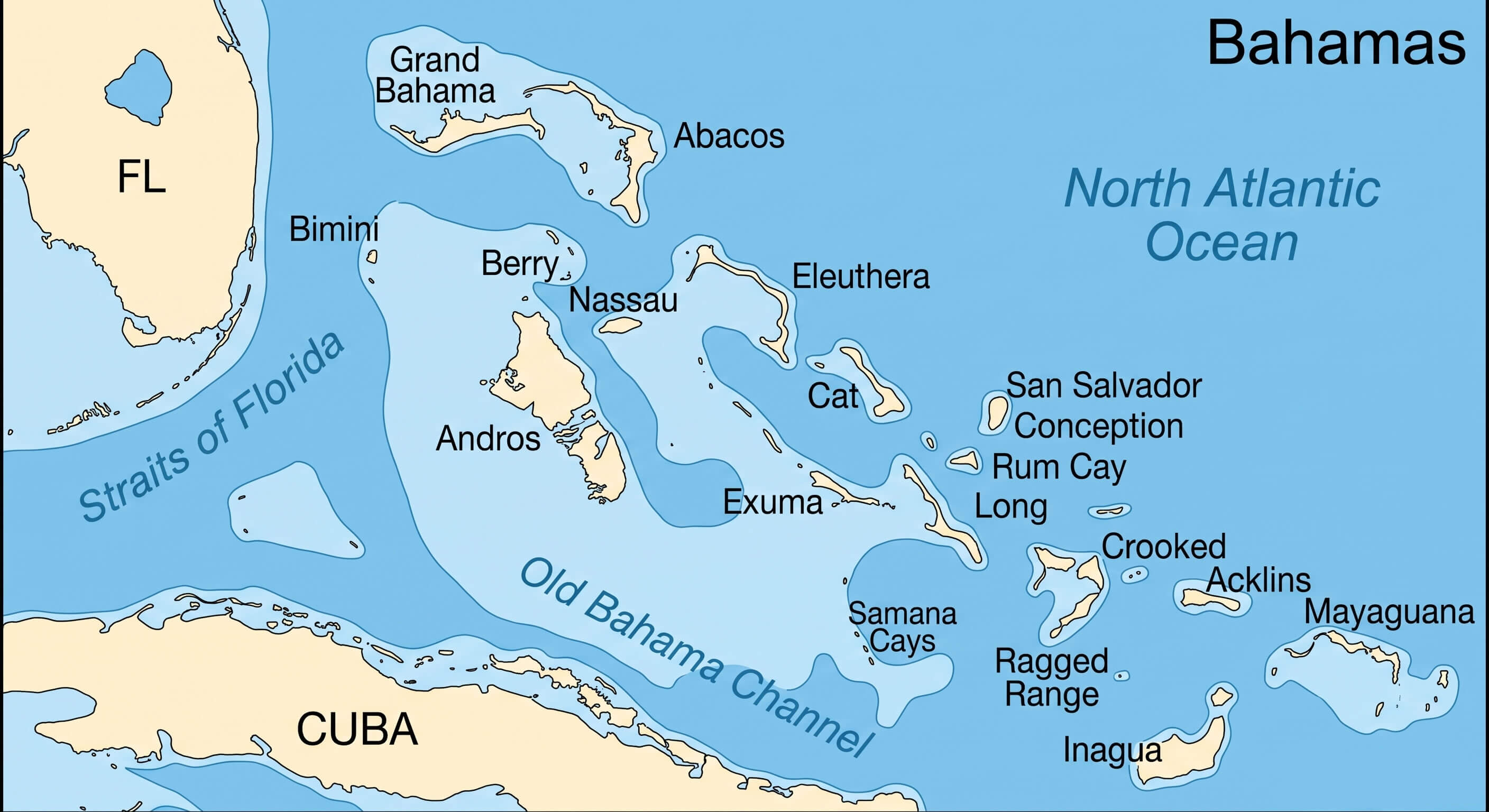 Bahamas Caribbean map
