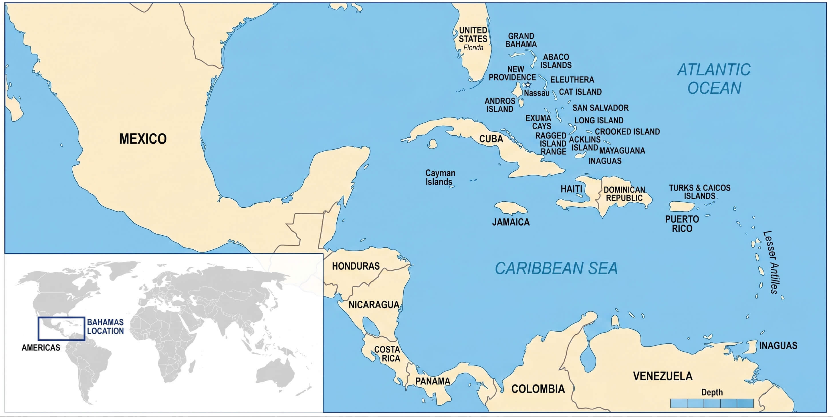 Bahamas country map