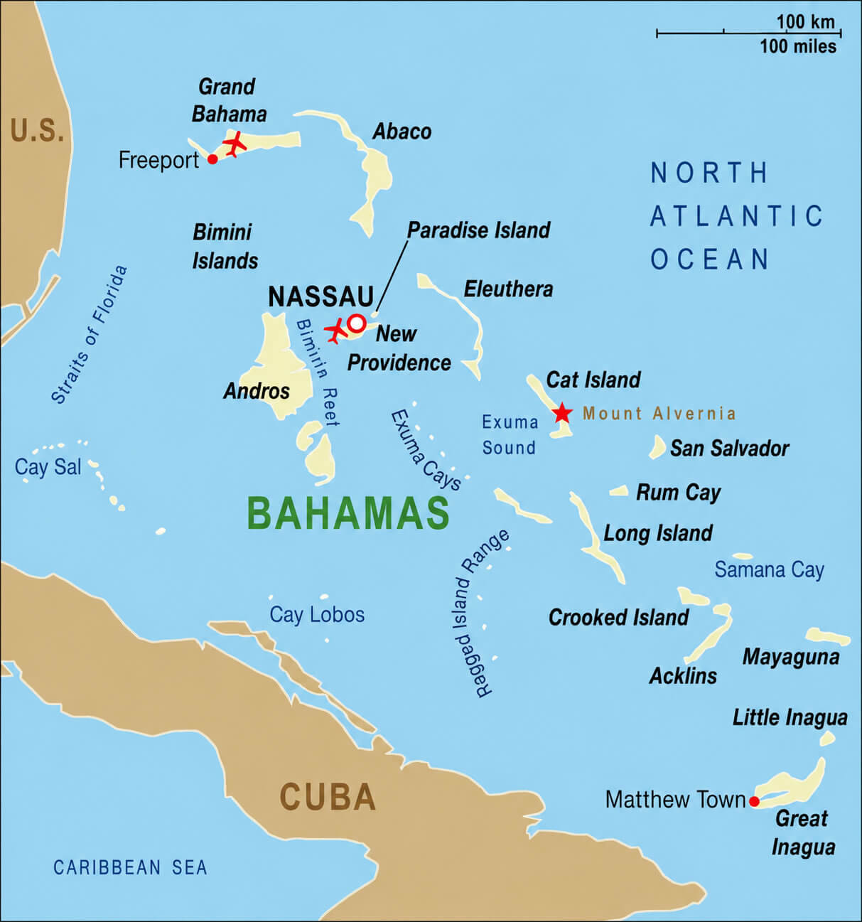 Bahamas detailed location map