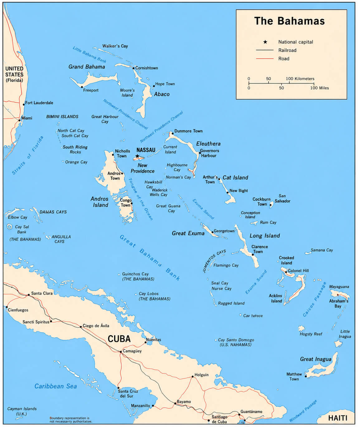 Bahamas map of Caribbean