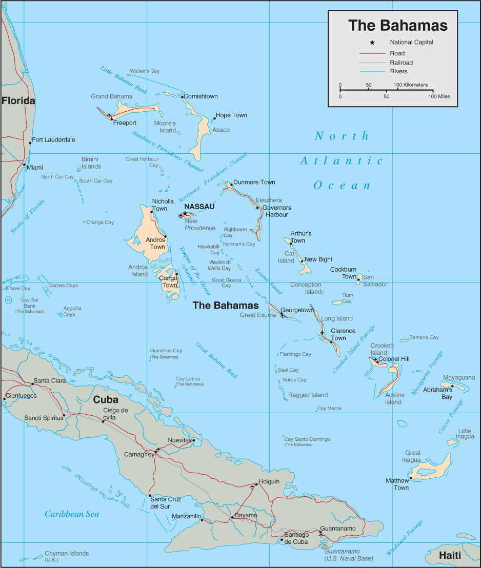 Bahamas political map