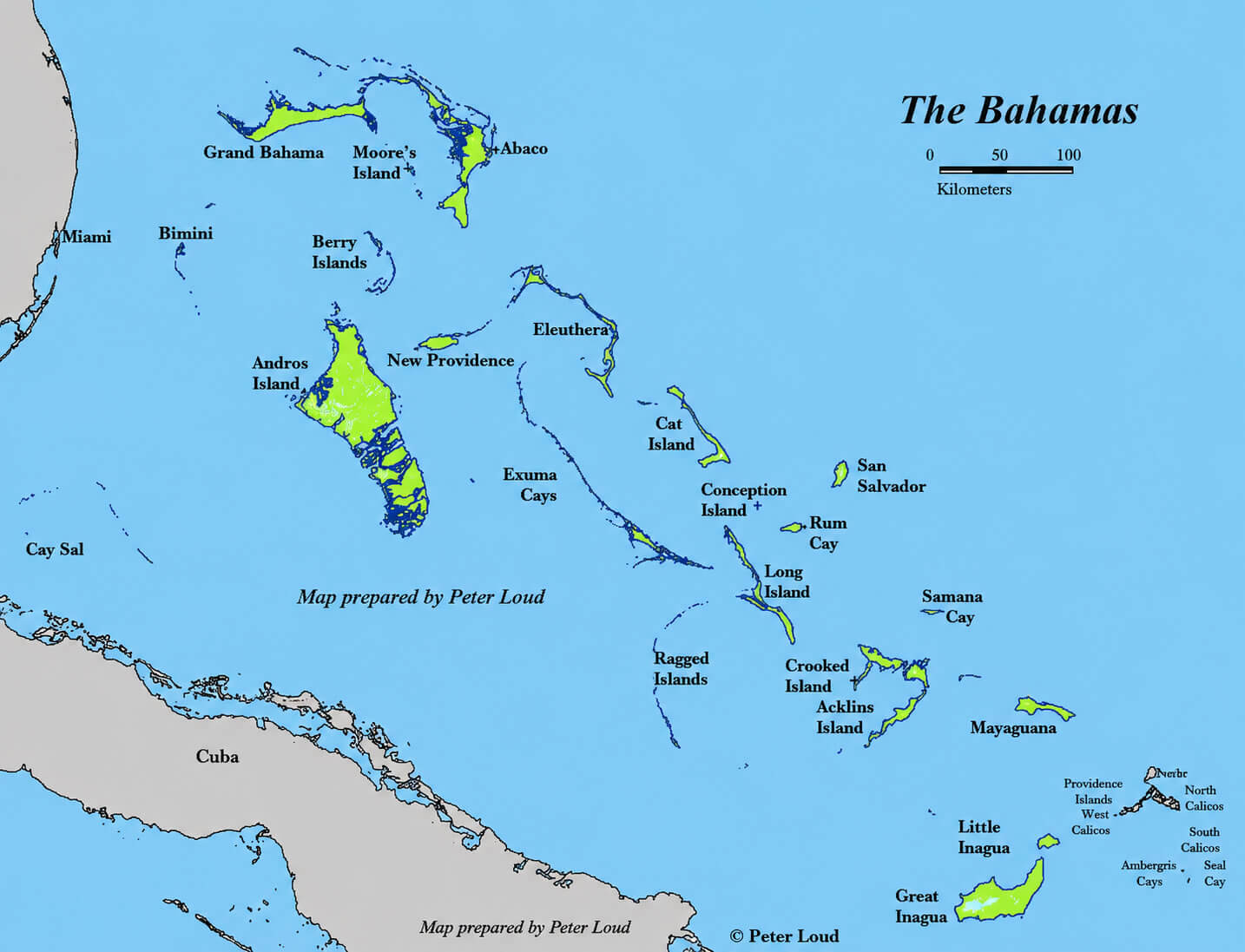 Bahamas regions map