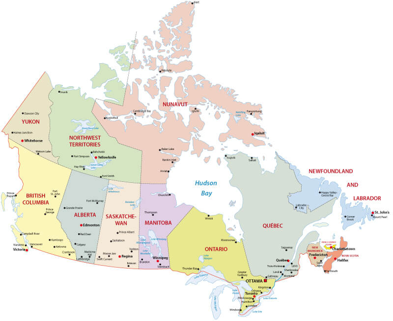 Comprehensive Administrative Map of Canada with Provinces and Territories