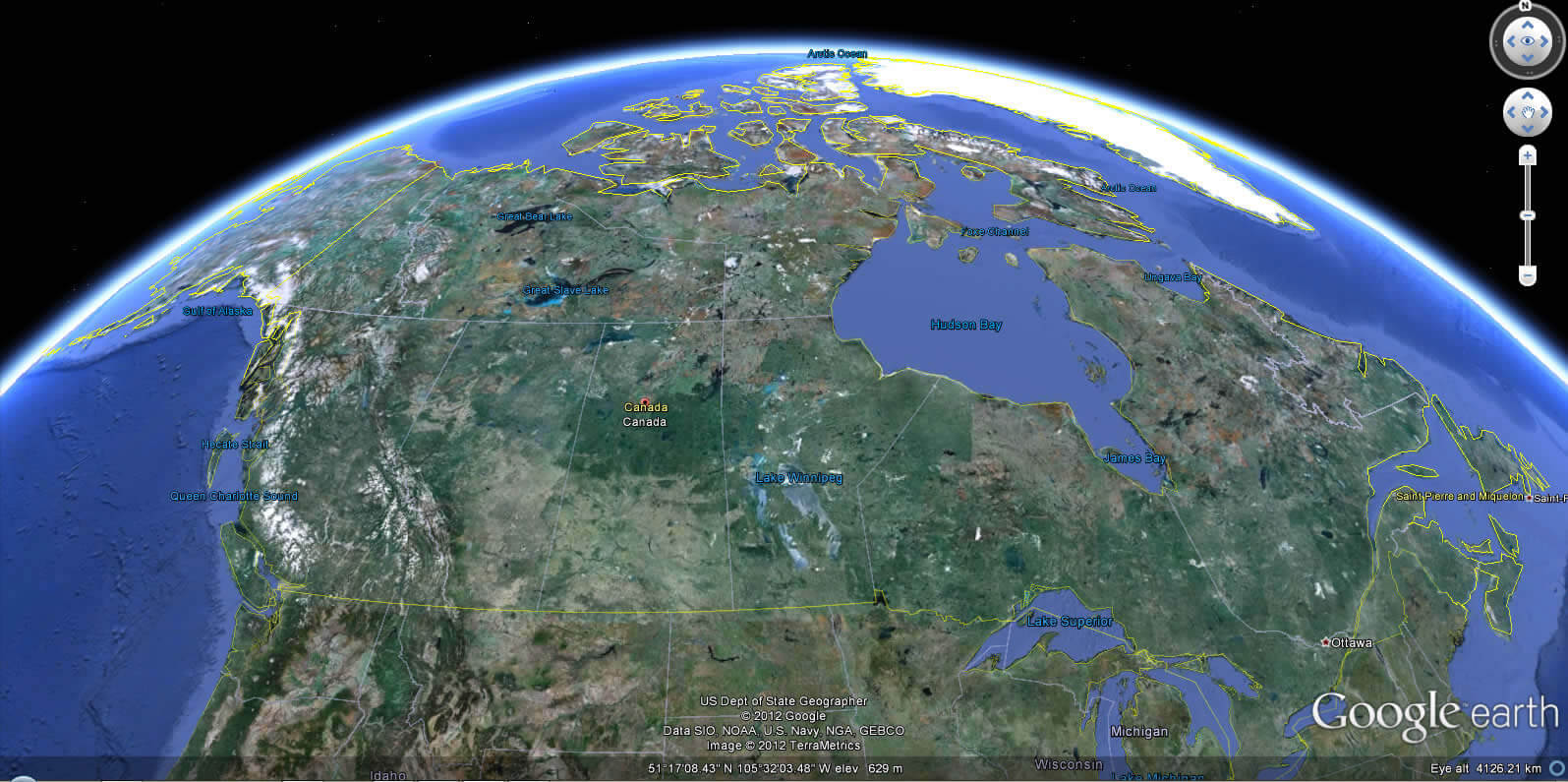 Canada Earth view map