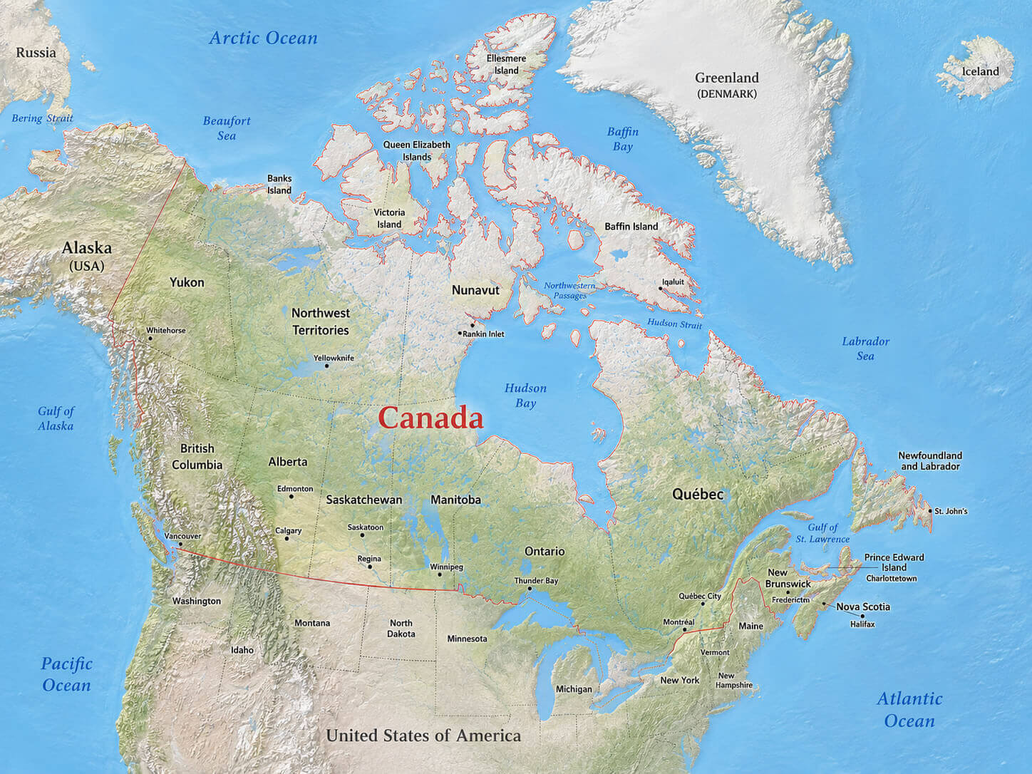 Canada geographic location map