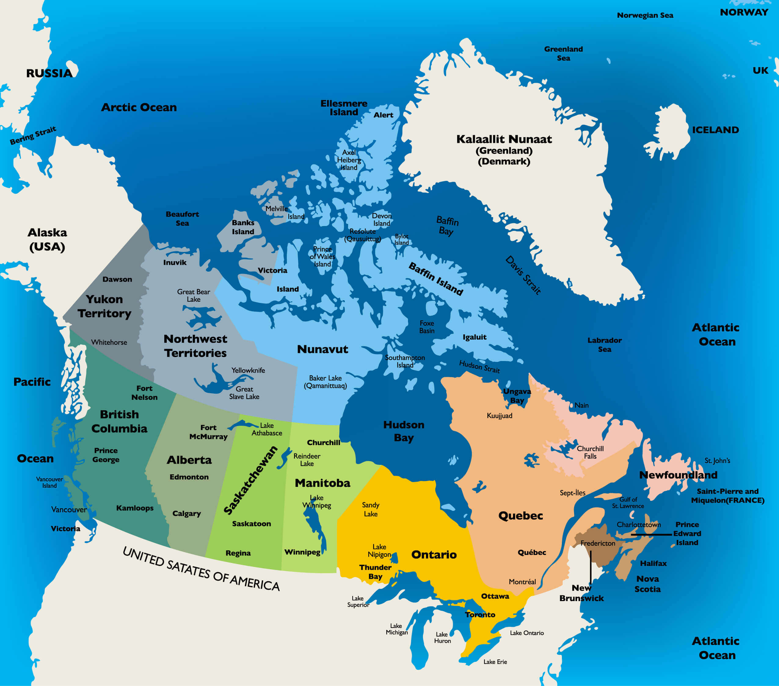Canada political boundaries map