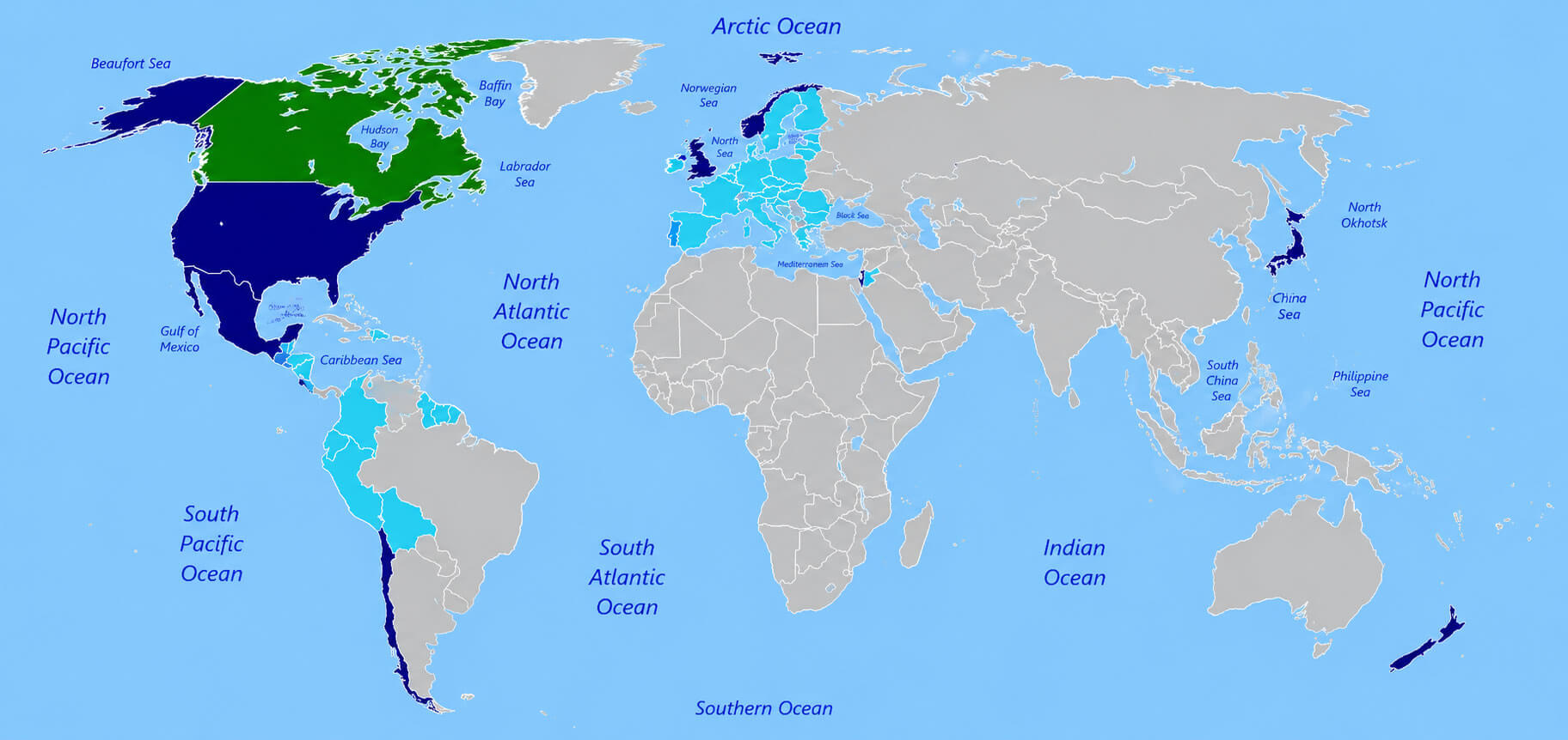 Canada World trade agreements map