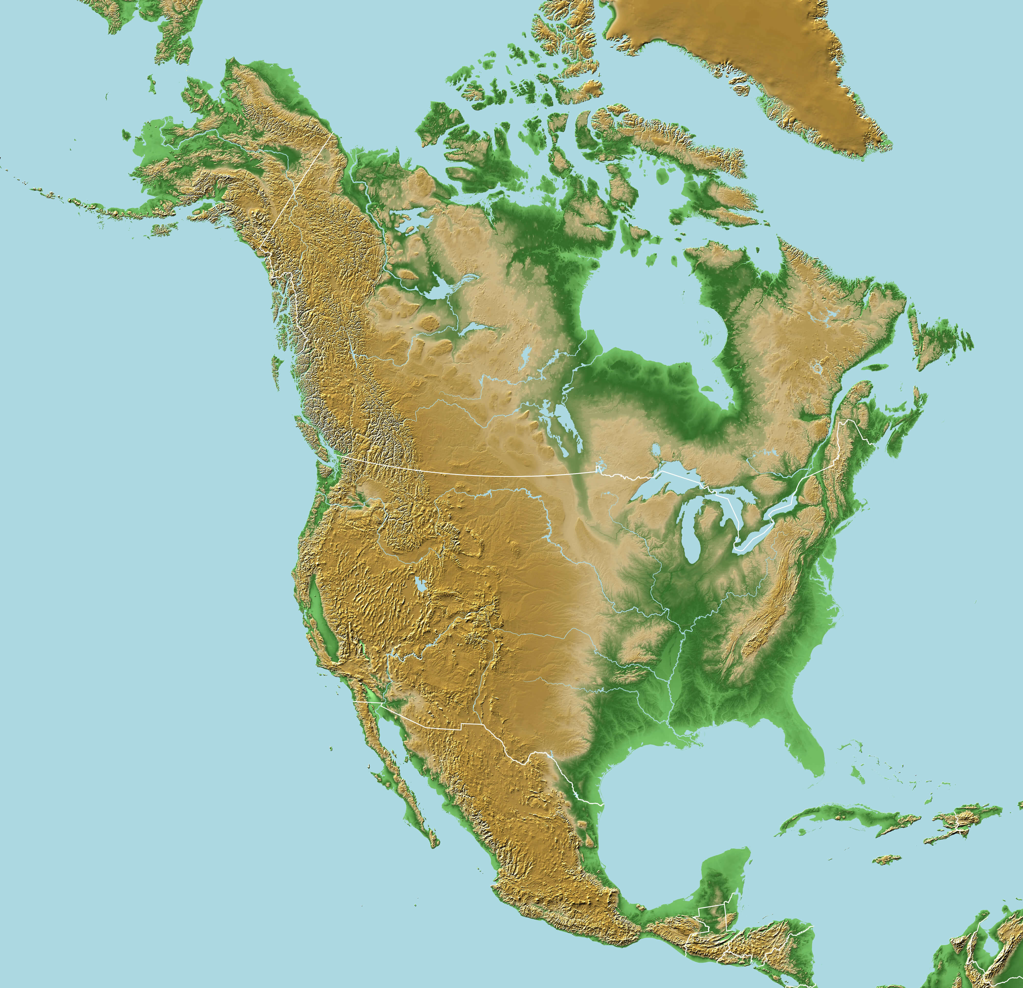 Canada Physical Map Guide Of The World Canada And North America Elevation Map