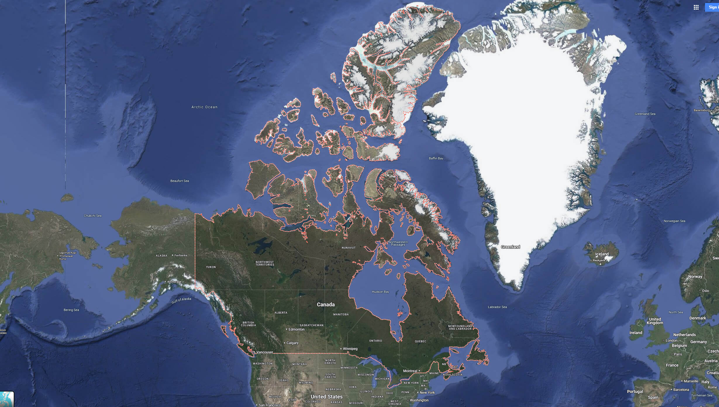 Canada Physical Map Guide Of The World Canada Physical Map With US And Greenland