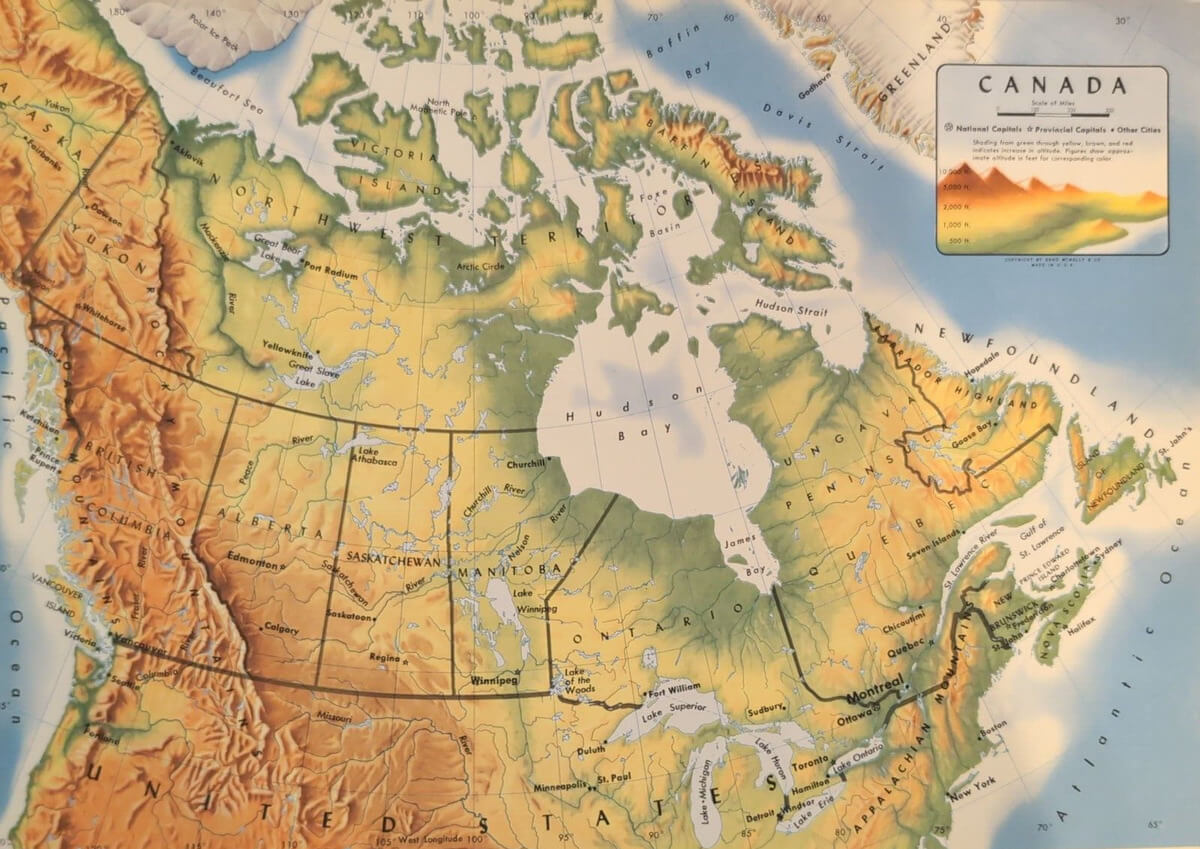 Canada Physical Map Guide Of The World Canada Physical Map With Mountains Plains