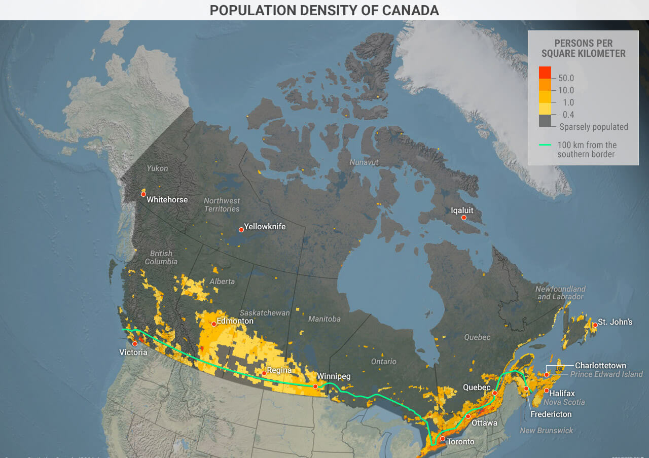 Canada Population Map 17 Population density map of canada