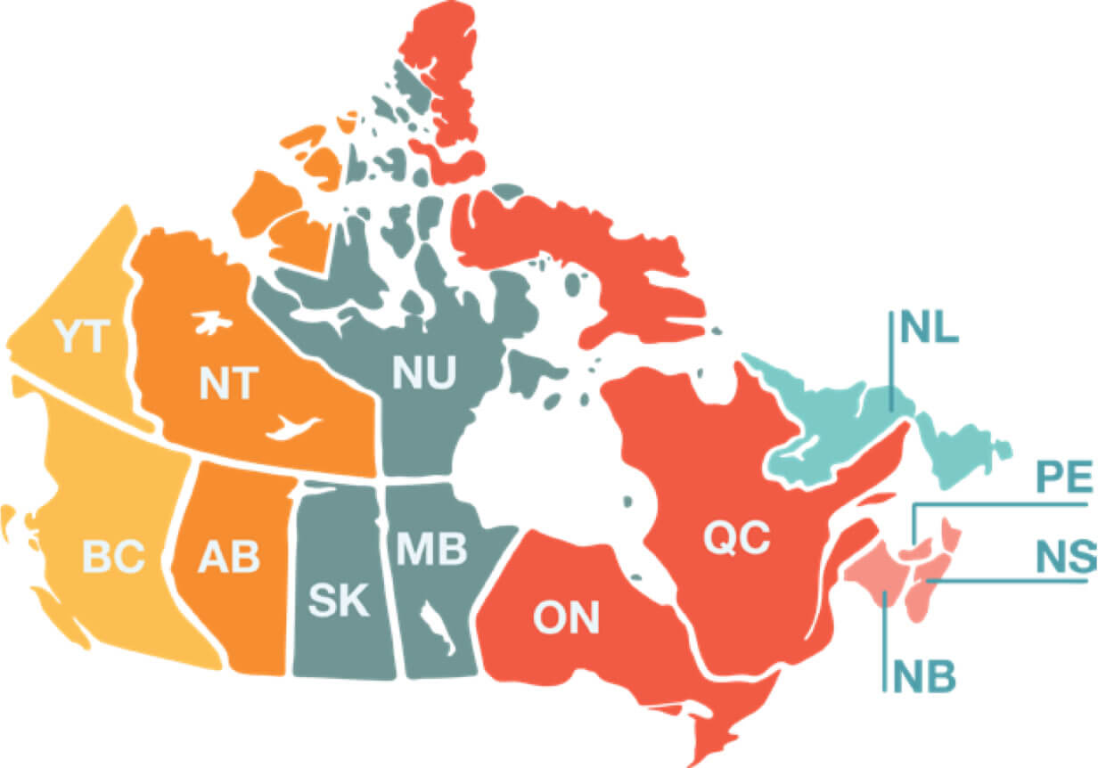 Time zones map of Canada
