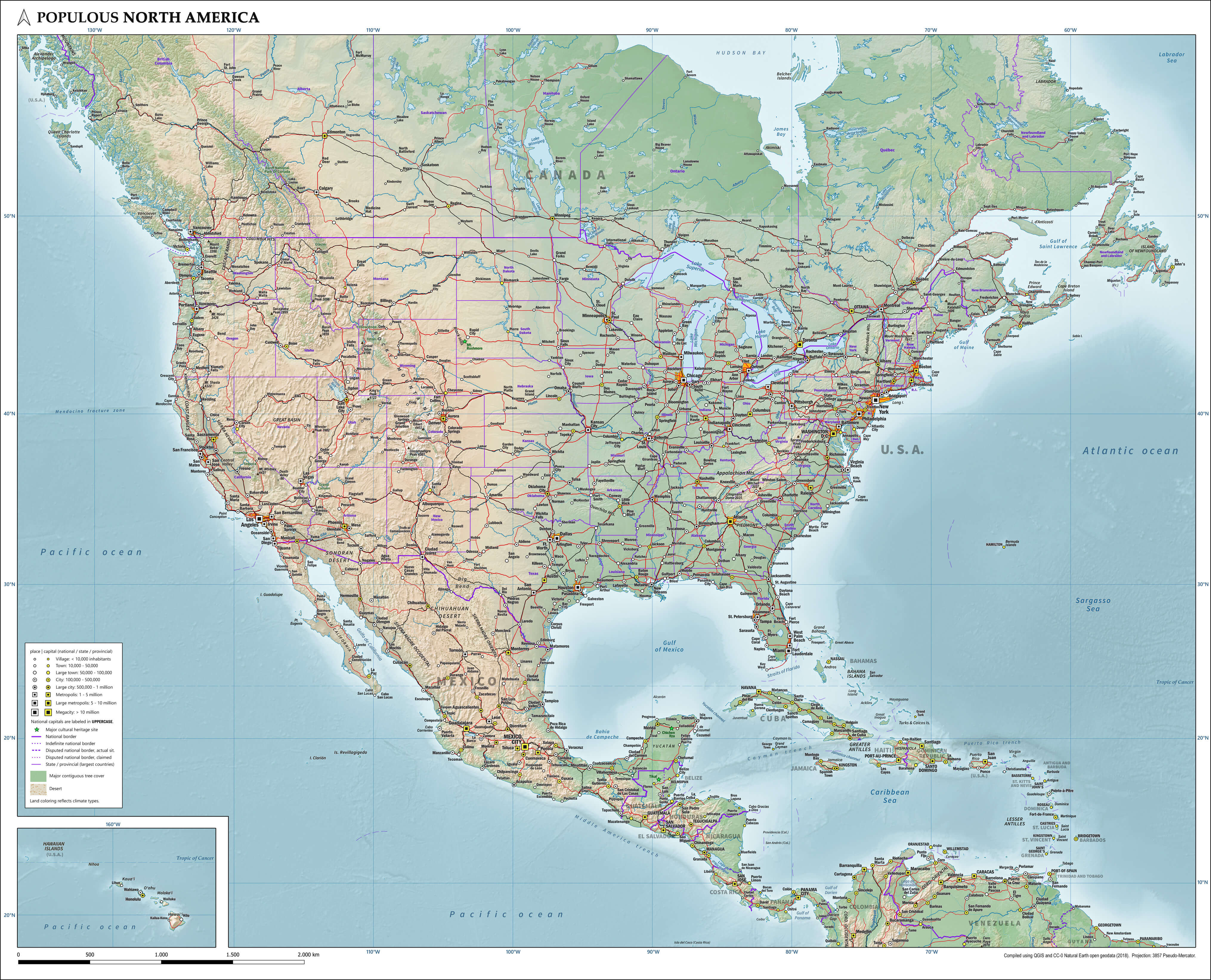 North America Cities Map 35 Map of populous North America