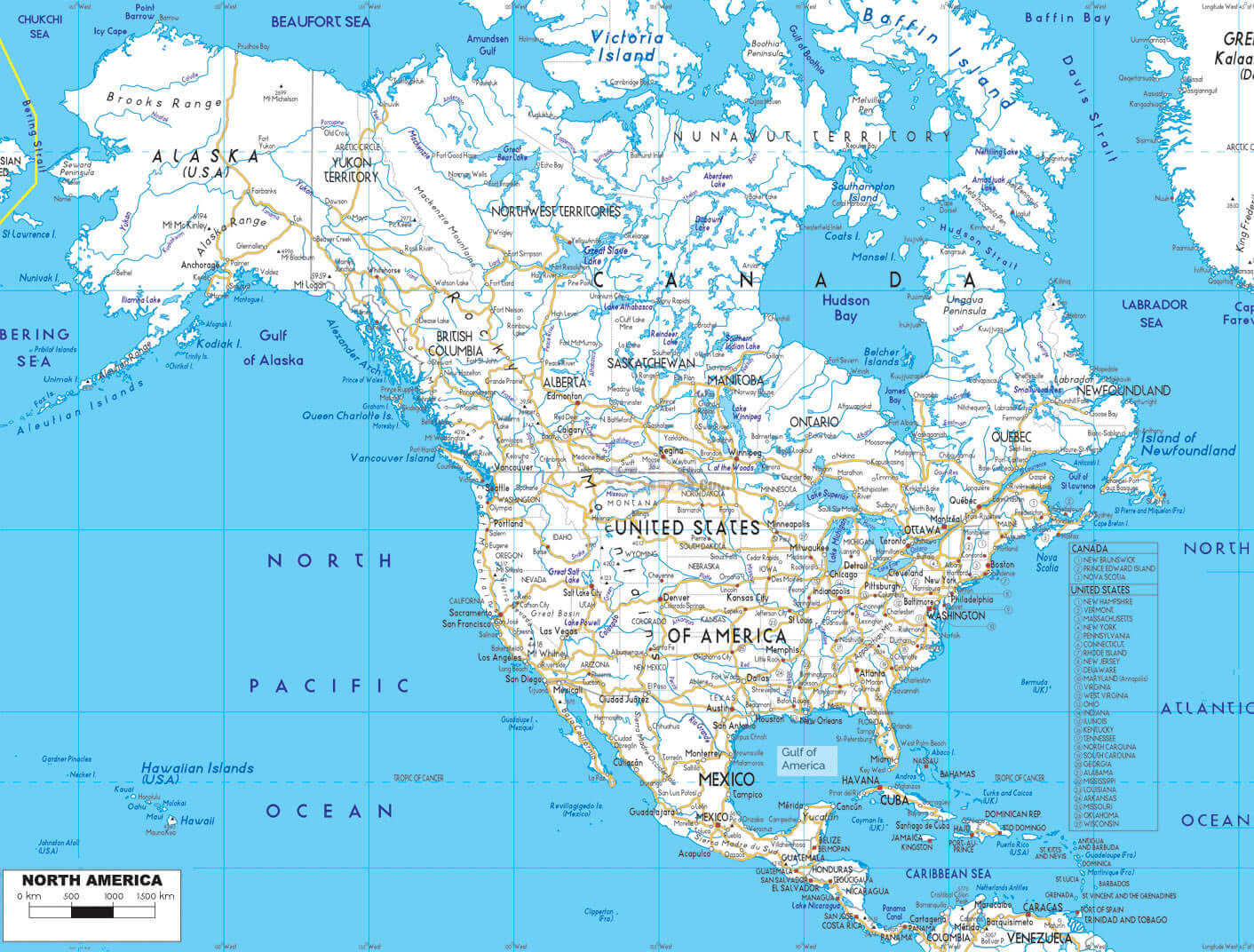 North American cities road map
