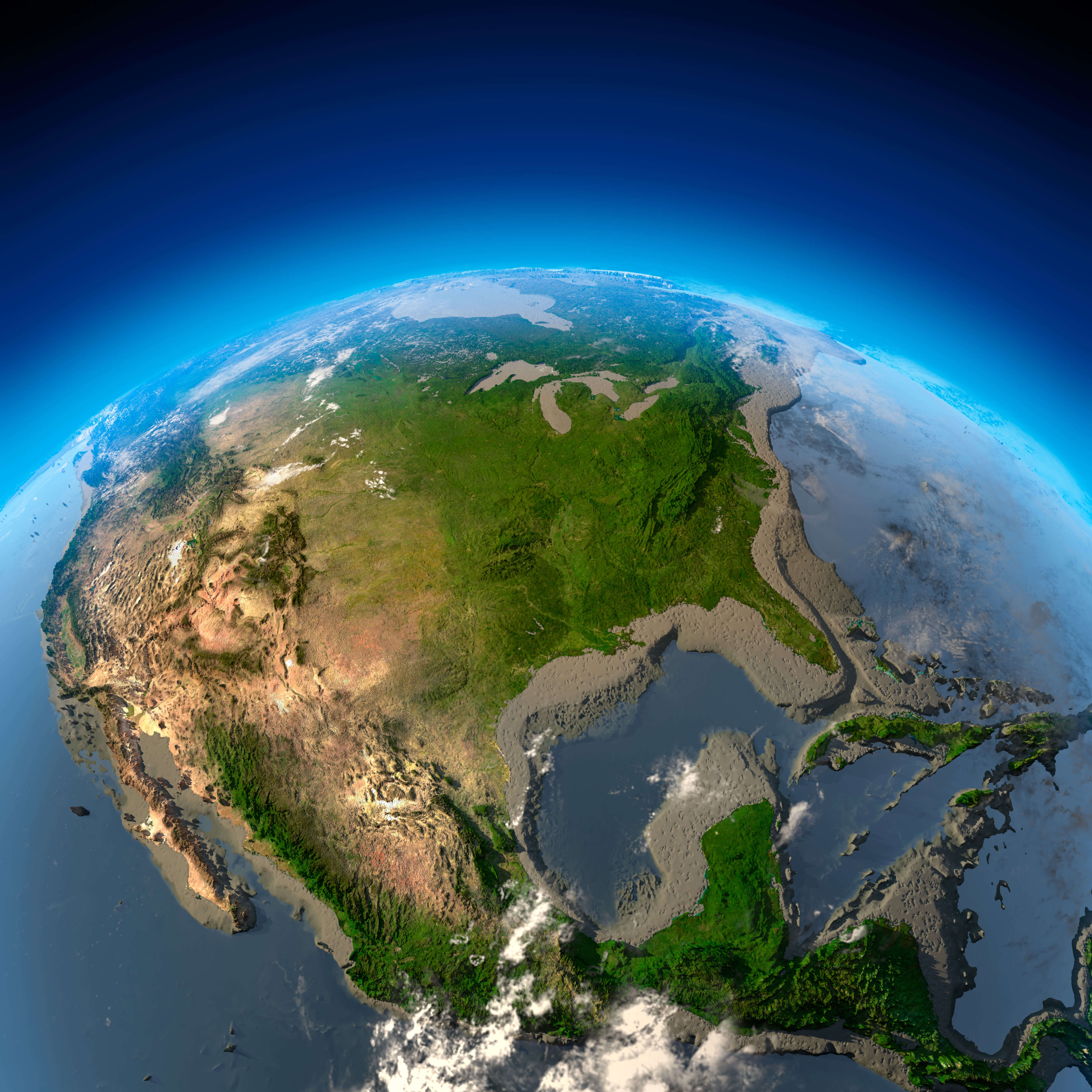 High-resolution North America satellite map