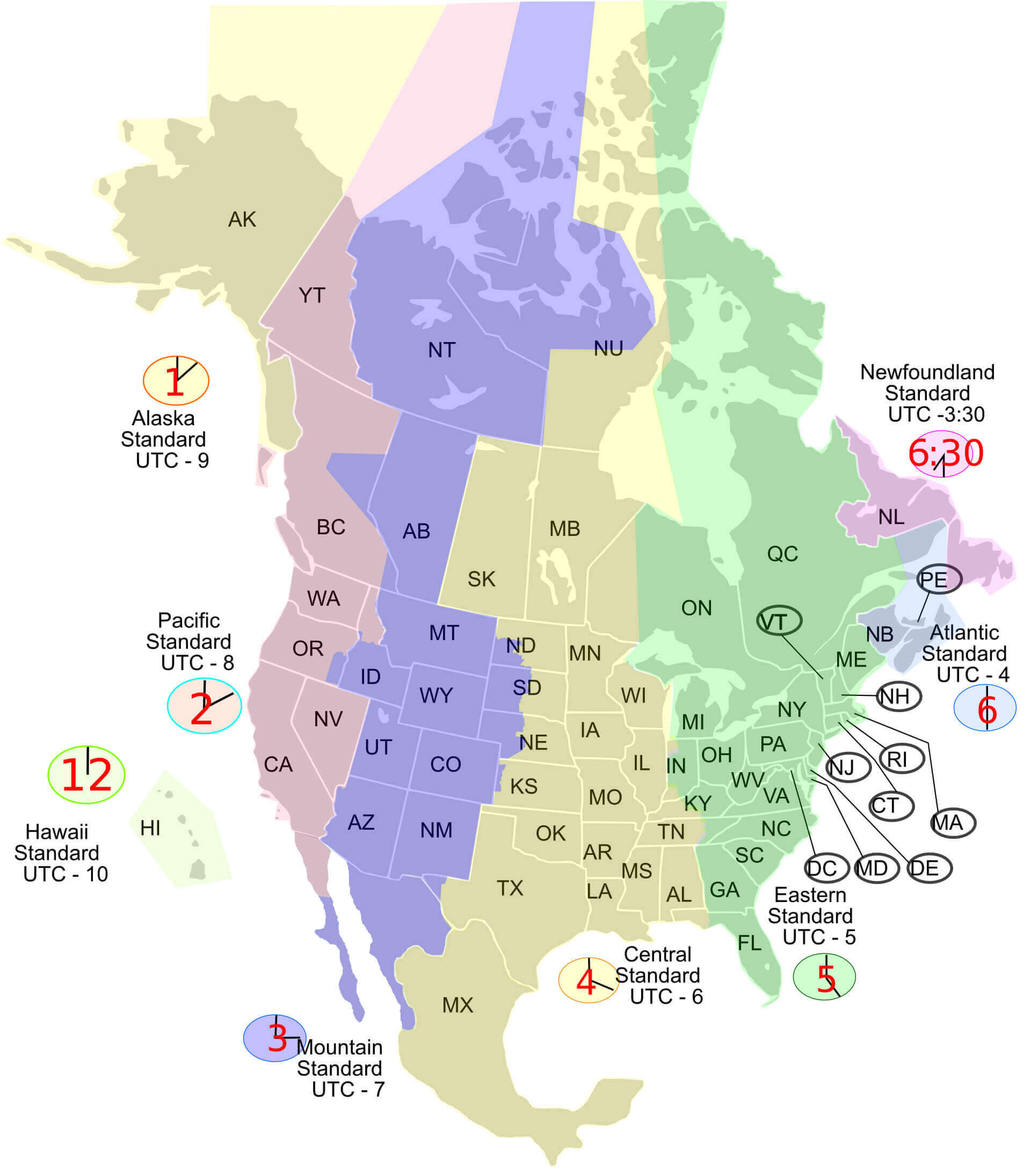 High-resolution North America time zone map