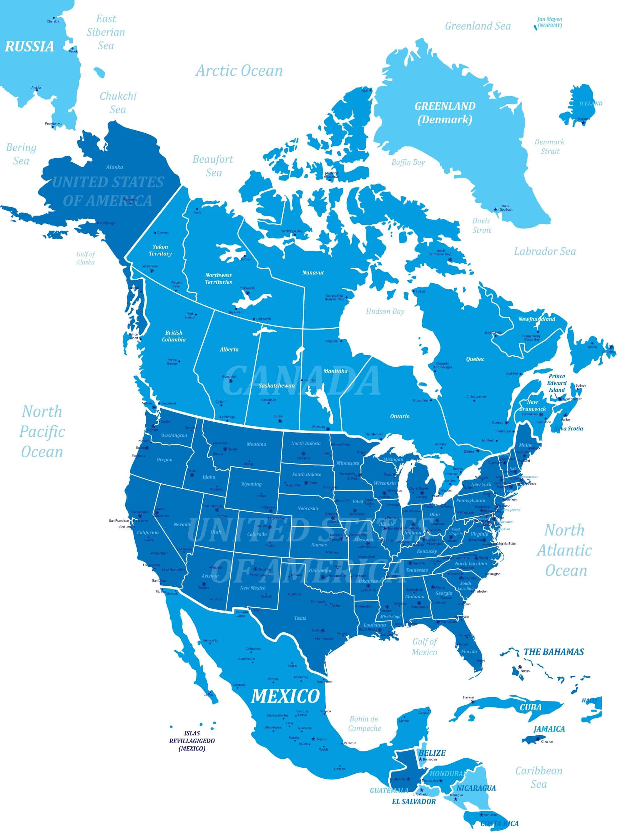 North America political map