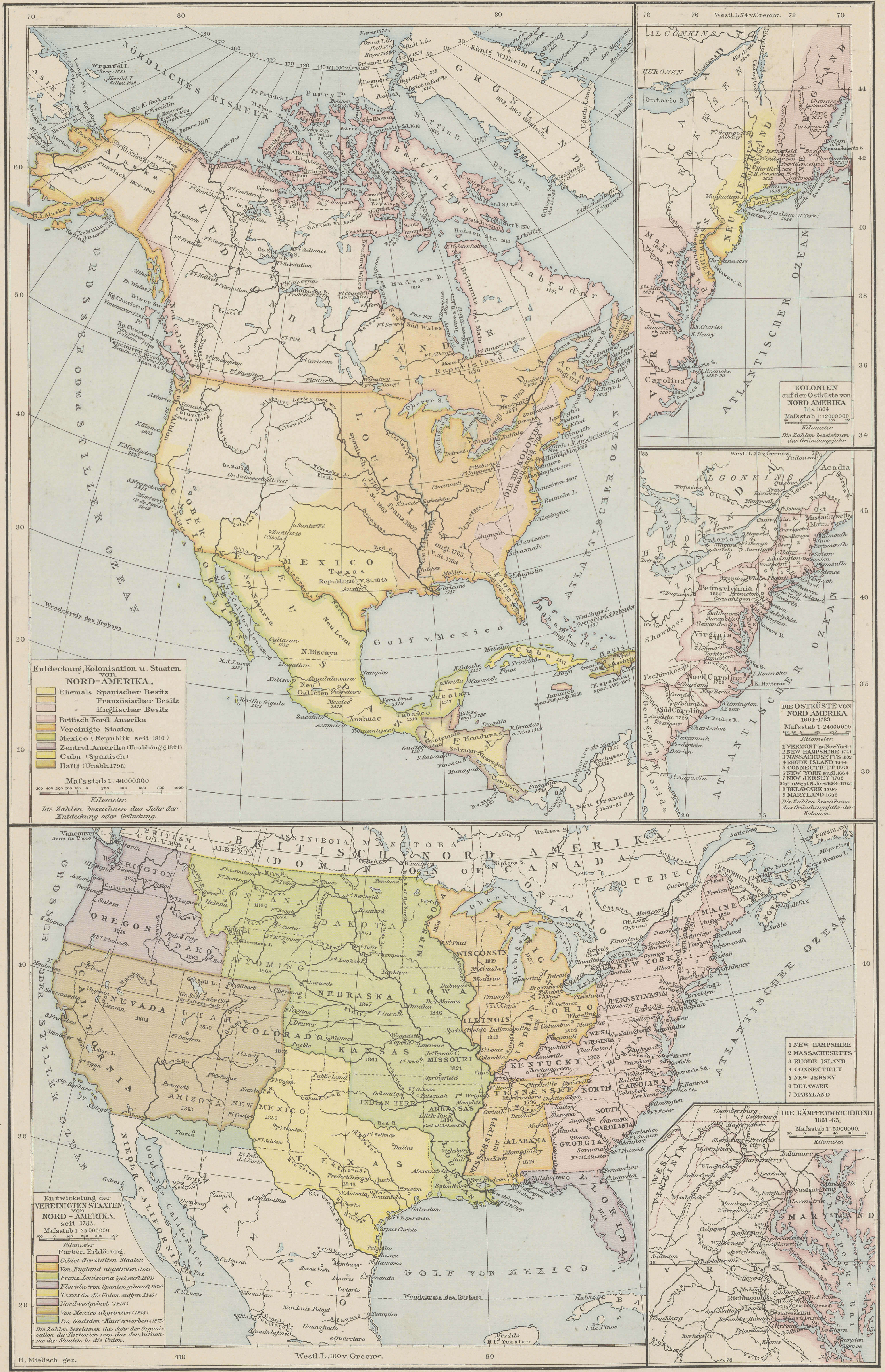 Territorial evolution map of North America and US